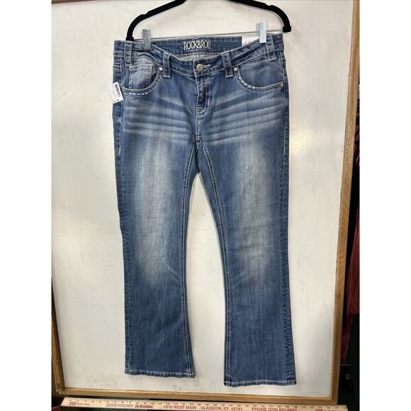 Rock & Roll Cowgirl Denim - Rock & Roll Cowgirl Low Rise Bootcut Med Acid Wash Jeans Womens Size‎ 32x32 NWT